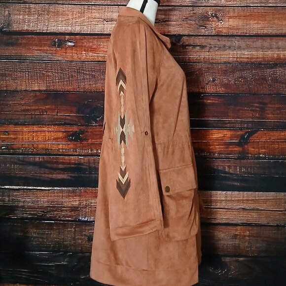 Miss Me Jacket S Faux Suede Embroidered Double Breasted Bohemian - Picture 8 of 12